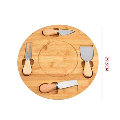 TABLA REDONDA DE BAMBU CON CUCHILLOS PARA QUESO 29.5X29.5X1.5CM1