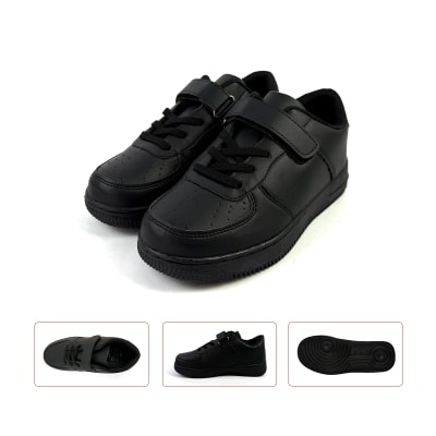 ZAPATILLA NEGRA ESCOLAR CON VELCRO 25-301