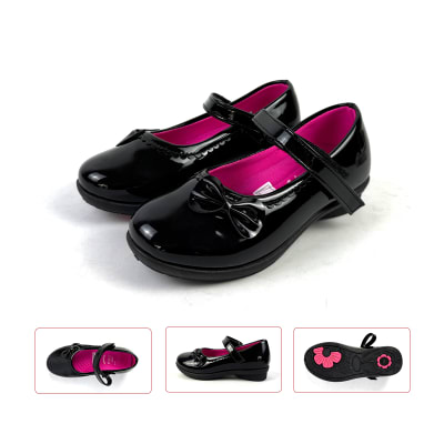 ZAPATO CHAROL NEGRO NIÑA CON CORREA VELCRO 25-311
