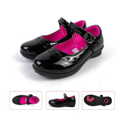 ZAPATO CHAROL NEGRO NIÑA CON CORREA HEBILLA 25-301