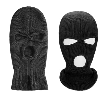 GORRO PLUSH  PASAMONTAÑA CON CUELLO LISO NEGRO | 12 UNID1