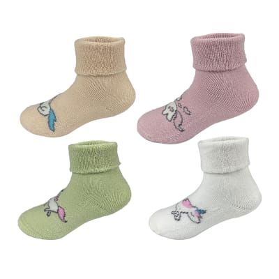CALCETINES DE BEBE NIÑA UNICORNIO ALGODÓN TALLA 9-18 MESES | 12 UNID1