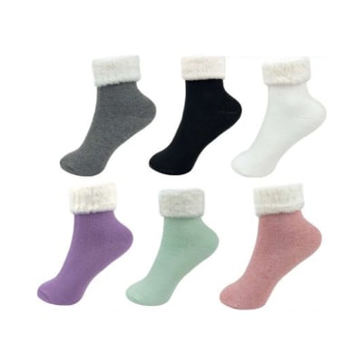 CALCETINES DE NIÑA TOALLA CON PUÑOS PLUSH DOBLADA TALLA 6-9 AÑOS  | 12 UNID1