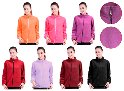 POLERON DE MUJER PLUSH CUELLO ALTO CON CIERRE COLOR LISO | 12 UNID1