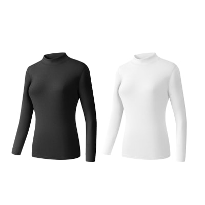 CAMISETA DE MUJER CUELLO BEATLE BLANCO/NEGRO POLAR | 12 UNID1