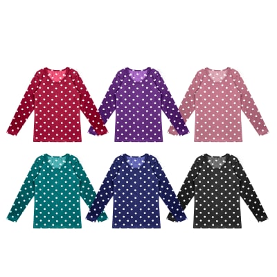 CAMISETA DE MUJER CON POLAR CUELLO REDONDO DISEÑO PUNTOS1