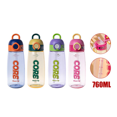 BOTELLA PARA AGUA PLASTICO CON BROCHE 760ML 1