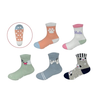 CALCETIN BEBE NIÑA ALGODÓN DISEÑO PERRO PLANTA GOMA 9-18 MESES1
