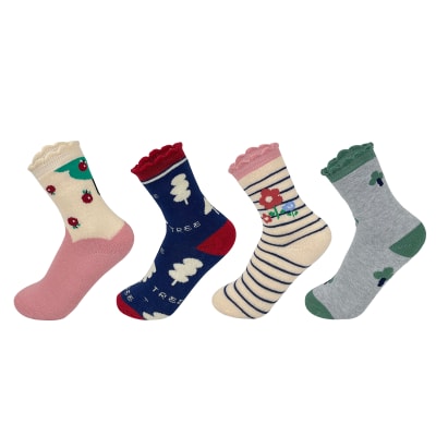 CALCETIN DE NIÑO MEDIA CAÑA DISEÑO FLOR 9-12 AÑOS1