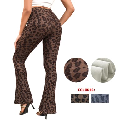 CALZA DE POLAR PALAZZO DISEÑO LEOPARDO TALLA M/L/XL/2XL1