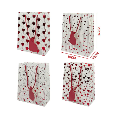 BOLSA DE REGALO CORAZONES ROJOS 23X18X10CM1