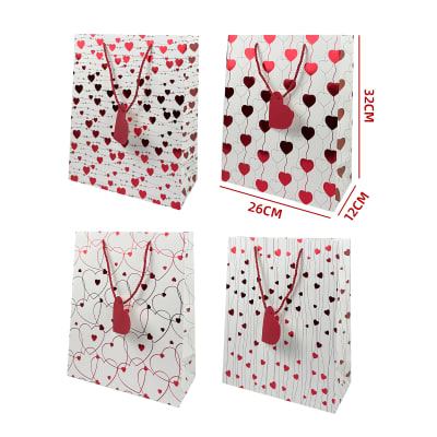 BOLSA DE REGALO CORAZONES ROJOS 32X26X12CM1