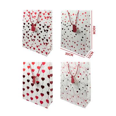 BOLSA DE REGALO CORAZONES ROJOS 40X30X12CM1