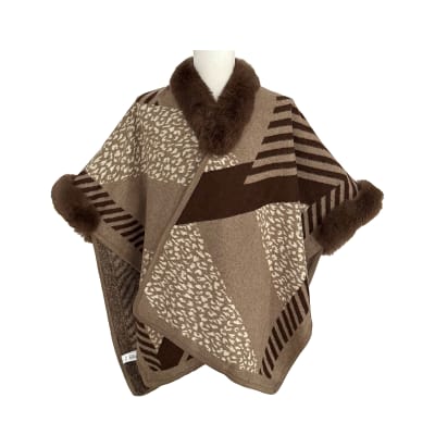 PONCHO ABIERTO CUELLO CON PIEL SINTETICA  110X160CM1