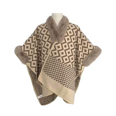 PONCHO ABIERTO CUELLO CON PIEL SINTETICA | VENTA DESDE 12 UNIDADES1