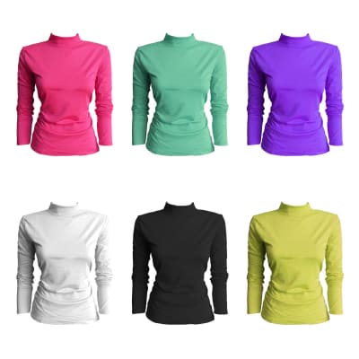 CAMISETA MUJER CON POLAR CUELLO ALTO TALLA SURTIDAS | 12 UNID1