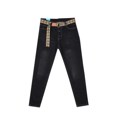 PANTALON JEANS MUJER CON CINTURON NEGRO | 12 UNID1