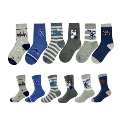 CALCETINES DE NIÑO CORTE MEDIO ESTAMPADO SURTIDOS TALLA 2 | 12 UNID1
