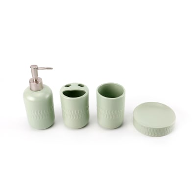 SET DE BAÑO VERDE MENTA CERAMICA 4 PIEZAS | 6 UNID1