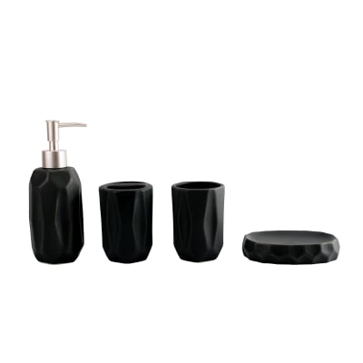 SET DE BAÑO NEGRO CERAMICA 4 PIEZAS | 6 UNID1