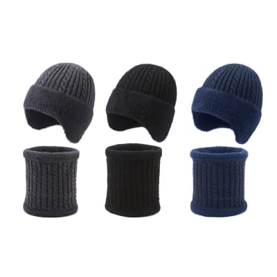 GORRO TAPA OREJAS CON CUELLO HOMBRE LISO| 12 UNID1