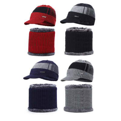 GORRO TAPA VISERA CON CUELLO HOMBRE LISO CUADROS| 12 UNID1