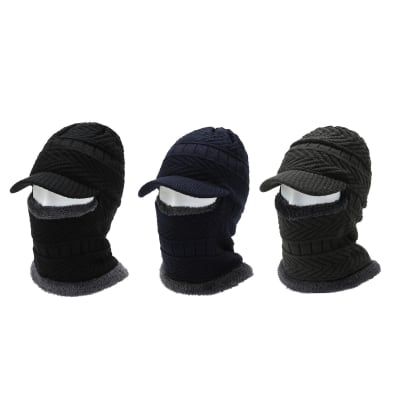 GORRO TAPA OREJAS VISERA CON CUELLO HOMBRE LISO PLUSH | 12 UNID1