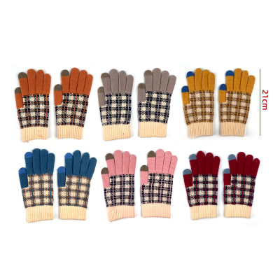 GUANTES DE MUJER TACTIL CUADROS  21CM | 12 UNID1
