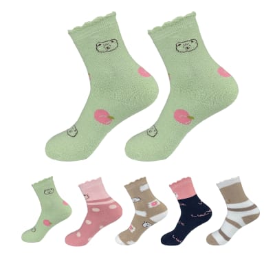 CALCETINES DE  NIÑA TOALLA ESTAMPADO OSO TALLA  6-9 AÑOS | 12 UNID1