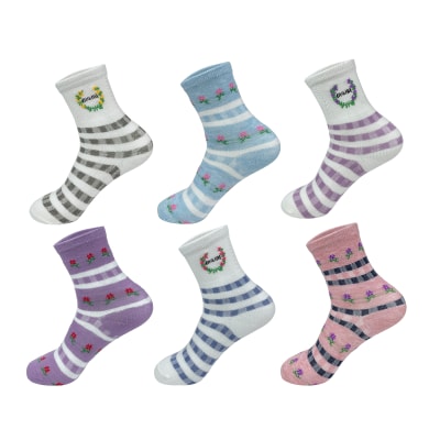 CALCETINES DE NIÑA DISEÑO FLORES TALLA 9-12 | 12 UNID1