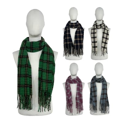 BUFANDA GRUESA CON BORLAS DISEÑO CUADRO 50X180CM1