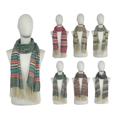 BUFANDA GRUESA CON BORLAS LINEAS  50X180CM1