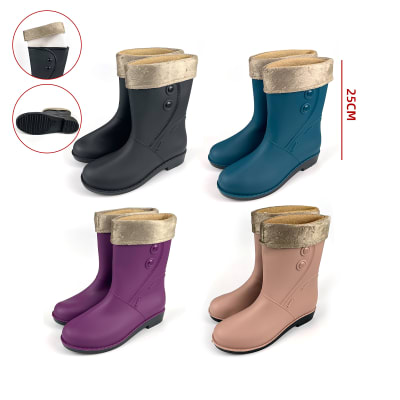 BOTAS DE AGUA PARA ADULTO LISO CON FORRO TALLAS 35/36-39/40 ALTURA 25CM1