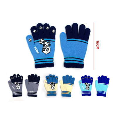GUANTE DE LANA ESTAMPADO DE GOMA DISEÑO PANDA 16CM1