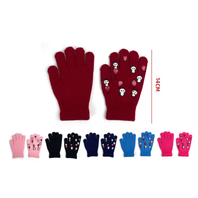 GUANTE DE LANA ESTAMPADO DE GOMA DISEÑO PANDA/GLOBOS 14CM1