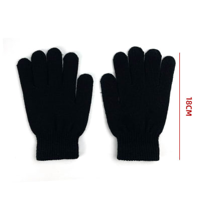 GUANTE DE LANA COLOR LISO NEGRO 18CM1