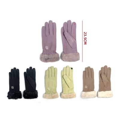 GUANTE DE MUJER COLOR LISO PELUDO CON POLAR FORRADO TACTIL 23.5CM1