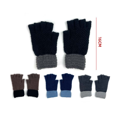 GUANTE DE HOMBRE LANA DEDOS MEDIO LISO 16CM1