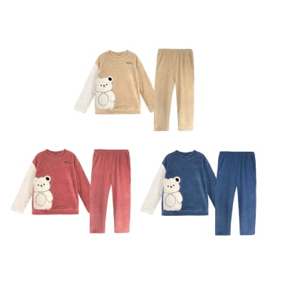 CONJUNTO PIJAMA MUJER POLERON Y PANTALON PLUSH OSITO M/L/XL/2XL1