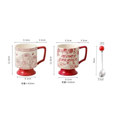 TAZA ALTA ROSAS 8.5×11.3CM + CUCHARA1