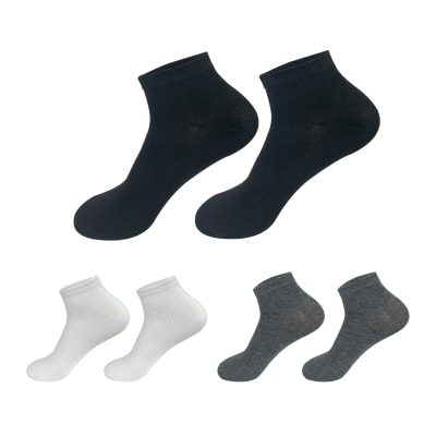 CALCETINES JUVENIL CORTO  NEGRO/BLANCO/GRIS  TALLA  13-16| 12 UNID1