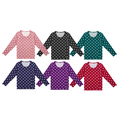 CAMISETA DE MUJER DISEÑO PUNTOS BLANCOS BAMBU |  12 UNID1