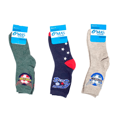 CALCETINES DE NIÑO MEDIA CAÑA CON DISEÑOS TALLA 2 | 12 UNID1
