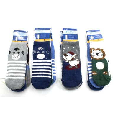CALCETIN DE NIÑO CON DISEÑO GATO Y PERRO TALLA 2 | 12 UNID1