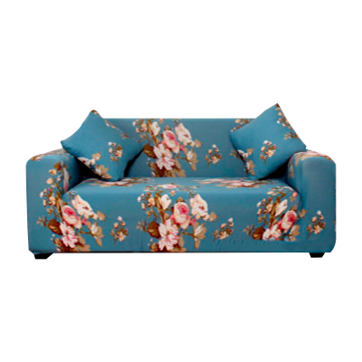 CUBRE SOFÁ FONDO AZUL/ROSAS  3 CUERPO 190X230CM | 6 UNID 1