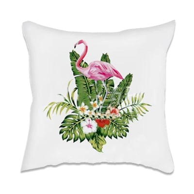 COJIN DECORATIVO ESTAMPADO PLANTAS Y FLAMENCO 43X43CM | 6 UNID1