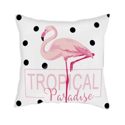 COJIN DECORATIVO ESTAMPADO FLAMENCO LUNARES NEGROS 43X43CM | 6 UNID1