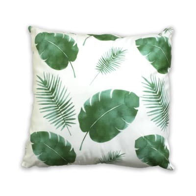 COJIN DECORATIVO ESTAMPADO HOJA FONDO BLANCO 43X43CM | 6 UNID1