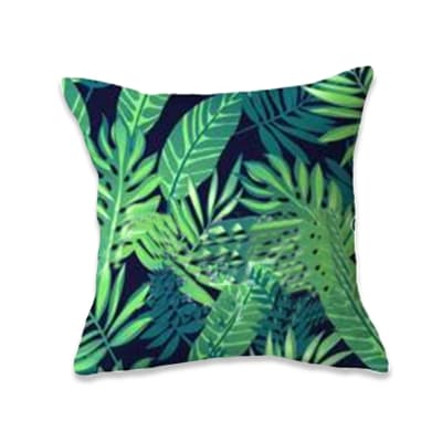COJIN DECORATIVO ESTAMPADO AZUL HOJAS VERDES  43X43CM | 6 UNID1