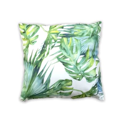 COJIN DECORATIVO ESTAMPADO  FONDO BLANCO HOJAS VERDES 43X43CM | 6 UNID1